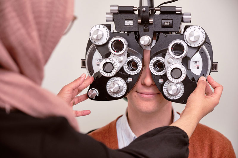 Patient gets his eye checked at eyes on trade